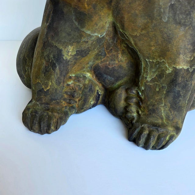 Green Tony Evans Large Raku Pottery Bear Sculpture, 1988 For Sale - Image 8 of 13