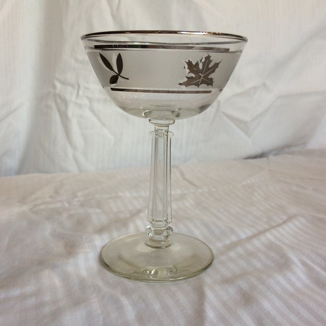 Vintage Libbey Silver Leaf Blown Glass Champagne/Sherbet Glasses Set