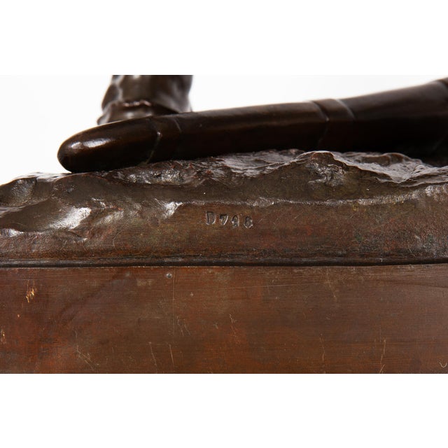 A Fine 36” H French Antique Bronze Sculpture “Victory” by Eugene Marioton For Sale - Image 18 of 18
