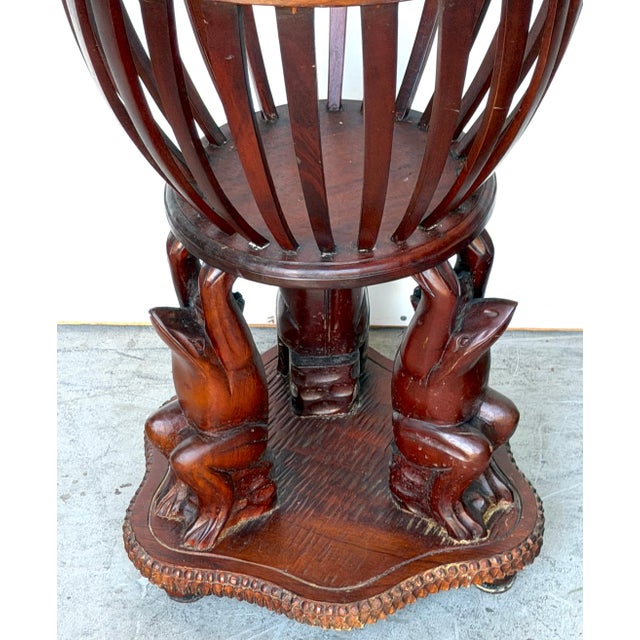 Pair of Carved Hardwood “Frog Prince” Figural Planters, Atrib. Maitland Smith For Sale - Image 12 of 17