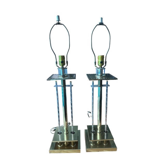 Gaetano Sciolari 1970s Mid Century Modern Table Lamps - a Pair For Sale - Image 4 of 4