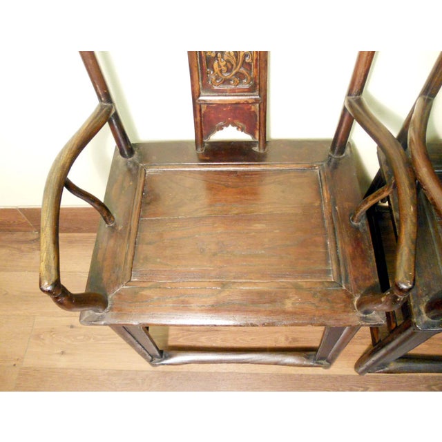 Antique Chinese Arm Chairs Pair, Circa 1800-1849 For Sale - Image 11 of 12