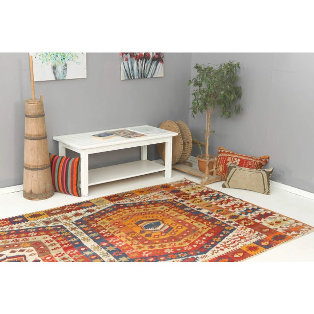 Mid 20th Century Mid 20th Century Antique Turkish Aydın Kilim Rug For Sale - Image 5 of 6