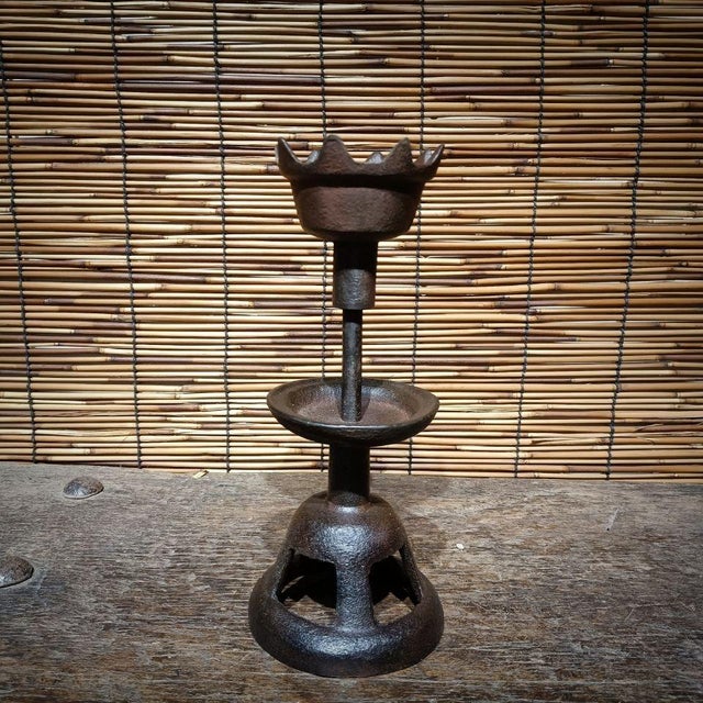 Art Deco Asian Iron Casting Candle Holder For Sale - Image 3 of 6