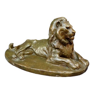 19th Century Bronze Recumbent Lion For Sale