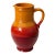 Vintage Red Orange Ceramic Pitcher Vase / Mid Century Pottery Jug / Two Tone Glazed Decorative Vessel For Sale
