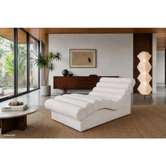 Mid-century modern chaise lounge inspired by the iconic designs of Adrian Pearsall and manufactured in the United States,...