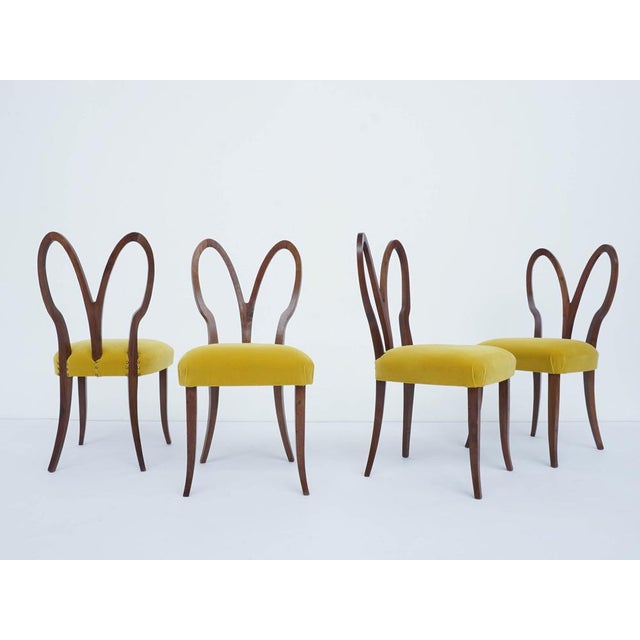 Art Deco Rabbit Chairs in New Yellow Velvet, Italy, 1940s, Set of 2 ...
