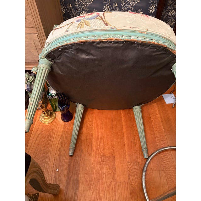 Early 20th Century Pair of Louis XVI Style Painted and Upholstered Fauteuils / Armchairs For Sale - Image 9 of 10
