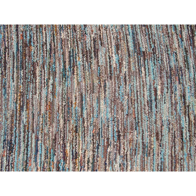 Mid 20th Century Very Long American Hooked Runner With Variegated Design in Blue Brown and Taupe For Sale - Image 4 of 6