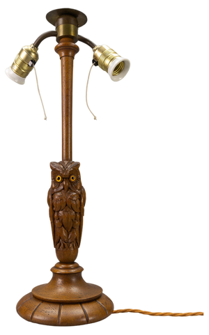 Art Deco 2-Light Owl Sculpture Table or Desk Lamp, Germany, 1920s