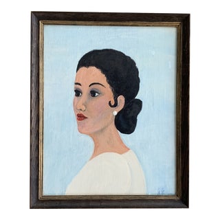 Mid 20th Century Figurative Portrait of a Lady Oil Painting, Framed For Sale