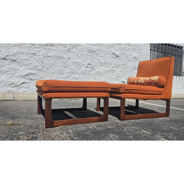Mid-Century Modern 1960s Mid Century Slipper Chair and Ottoman For Sale - Image 3 of 11