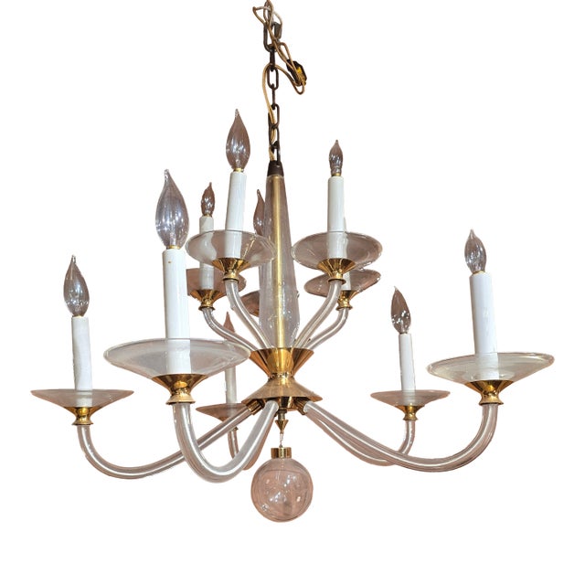 Mid Century Modern 1950's Murano Attributed Chandelier For Sale
