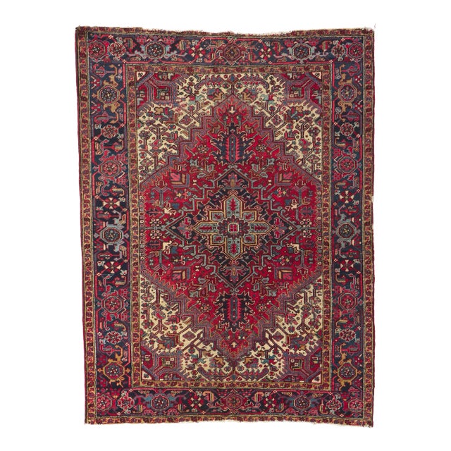 Mid 20th Century Vintage Persian Heriz Rug, 06'09 X 08'10 For Sale