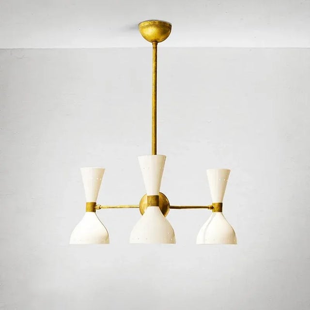 Mid-Century Italian Chandelier in Brass, 1950 For Sale - Image 5 of 8