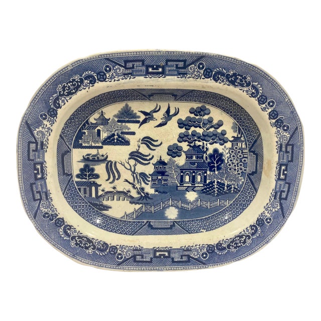 Antique Dewes & Copestake Blue Willow Platter From England - Circa 1895 For Sale