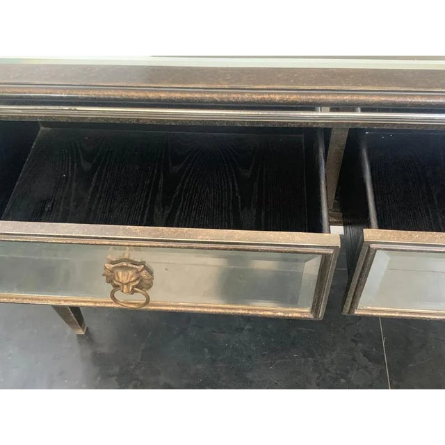 Console and Mirror with Metal Leaf and Bronze Details, 1990s, Set of 2 For Sale - Image 10 of 12