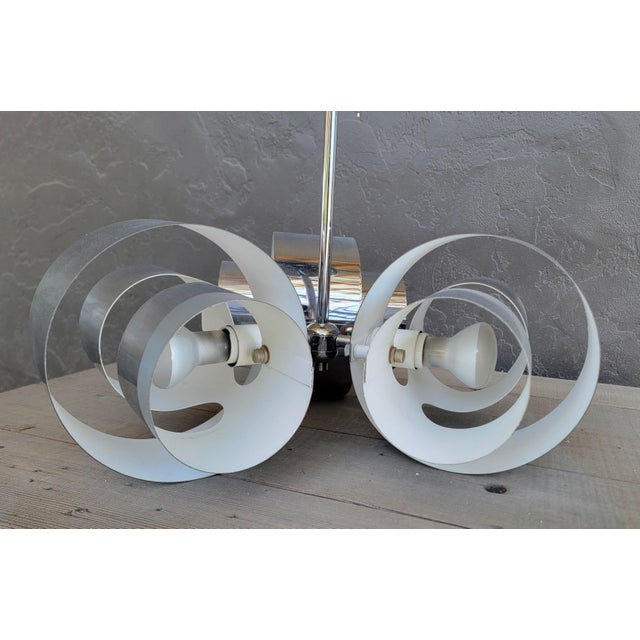 1970s Robert Sonneman Attributed 3 Light Chrome Chandelier For Sale - Image 5 of 7