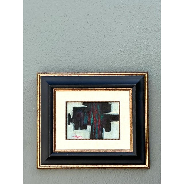 Vintage Framed Abstract Oil on Canvas For Sale - Image 9 of 12