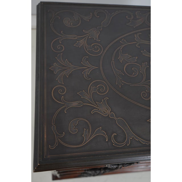Theodore Alexander Embossed Metal Chest W. Bun Feet For Sale - Image 13 of 18