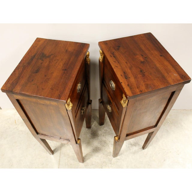 Italian Retour d'Egypte Bedside Tables in Walnut, 1798-1805, Set of 2 For Sale - Image 9 of 11