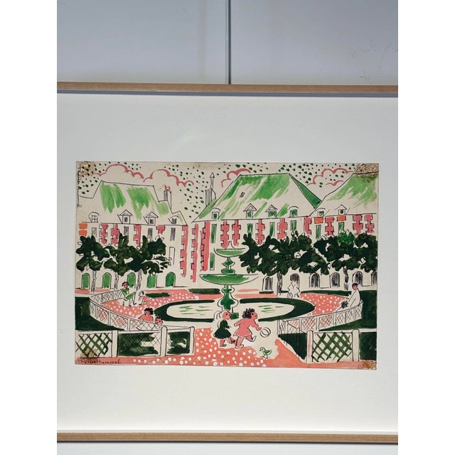 Thérèse Hummel, Place Des Vosges, 20th Century, Watercolor For Sale - Image 3 of 11