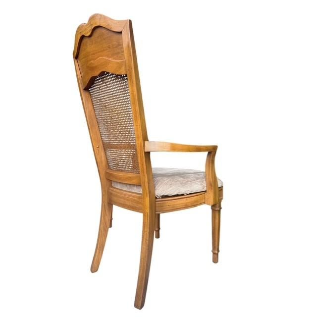 Vintage French Provincial Cane Back Dining Chairs, Newly Reupholstered – Set of 6 For Sale - Image 9 of 16