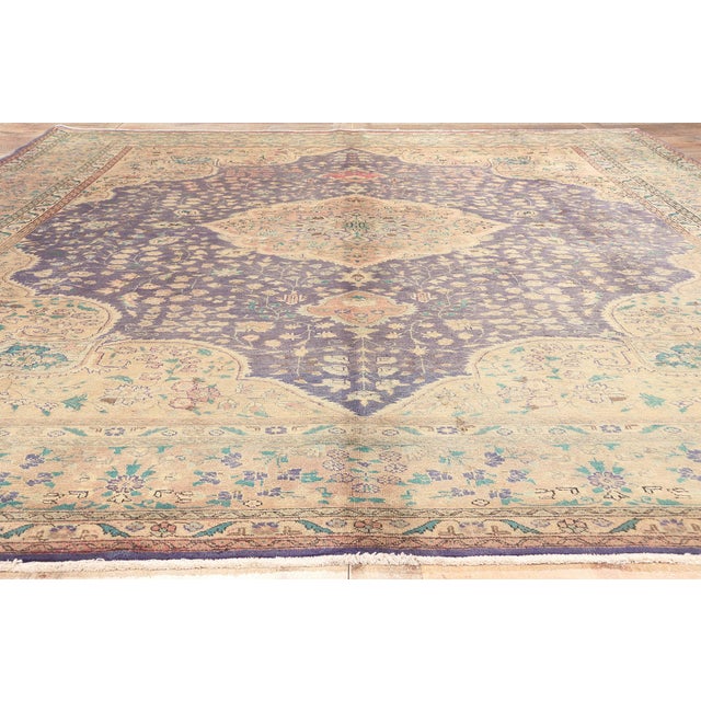 Purple Vintage Persian Tabriz Rug - 09'10 X 13'00 For Sale - Image 8 of 9