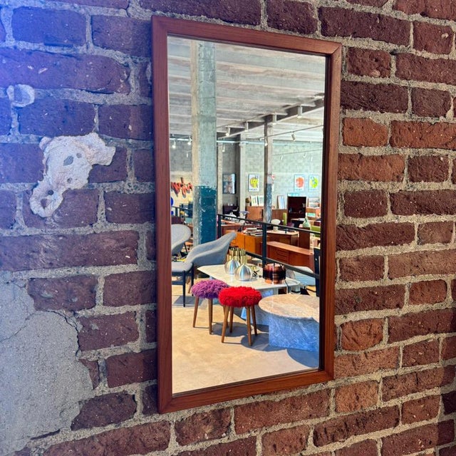 Wood Vintage Danish Rectangular Teak Mirror, 1960s For Sale - Image 7 of 7