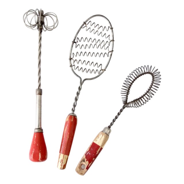 Vintage Red-Handled Whisk Collection For Sale