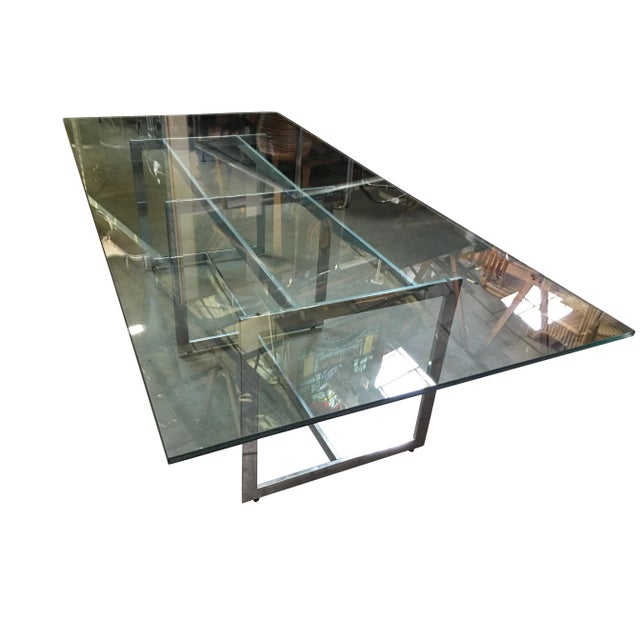 Modern 1970s Milo Baughman Chome and Glass 8 Person Dining Table For Sale - Image 3 of 11