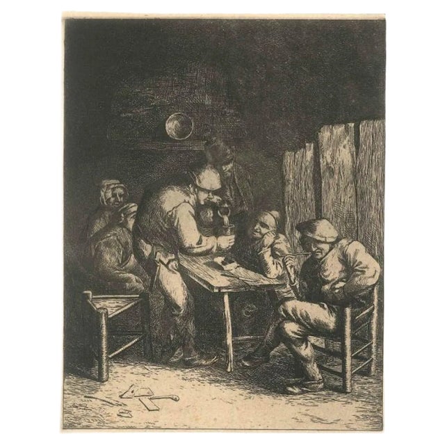 Scène de Bistrot - Unknow Artist After Adrian Van Ostade - 18th Century 18th Century For Sale