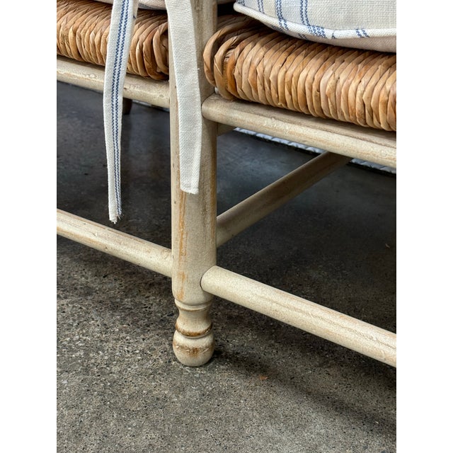 Vintage Persnickety Ladderback Rustic Farmhouse Bench For Sale In New York - Image 6 of 12