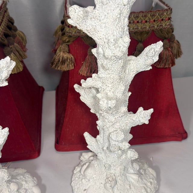 Dorothy Draper Late 20th Century Faux Coral Lamps by Turtle and Crane - A Pair For Sale - Image 4 of 12