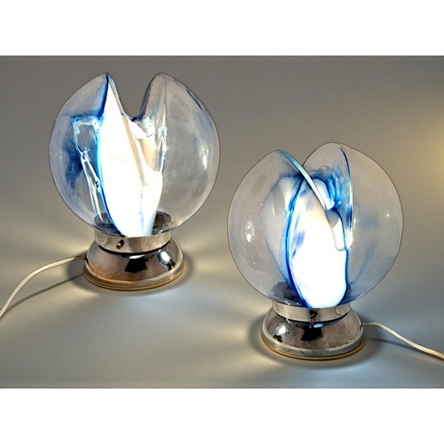 Mid-Century Modern Murano Glass Lamps by Toni Zuccheri for Venini, 1970s, Set of 2 For Sale - Image 3 of 12