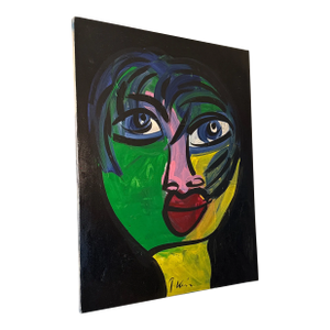 1970s Big Abstract Portrait by Peter Keil