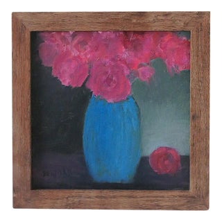 Artwork Painting Still Life Flowers in Vase For Sale