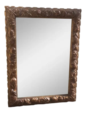 Antique Wood Framed Mirror With Giltwood Finish and Exposed Gesso