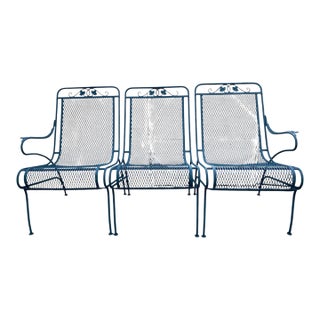 Woodard Briarwood Wrought Iron Three Piece Garden Bench Excellent Condition For Sale