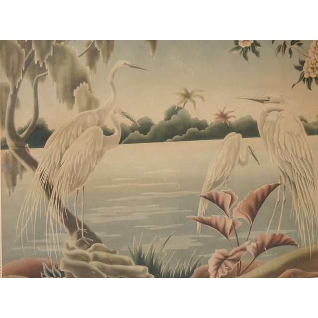 Turner Vintage Mid Century Flamingo Heron Lithograph Picture Print by Turner Mirror 3 For Sale - Image 4 of 16