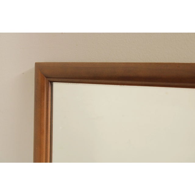 Brown Vintage Mid-Century Modern Walnut Rectangular Wall Mirror For Sale - Image 8 of 13