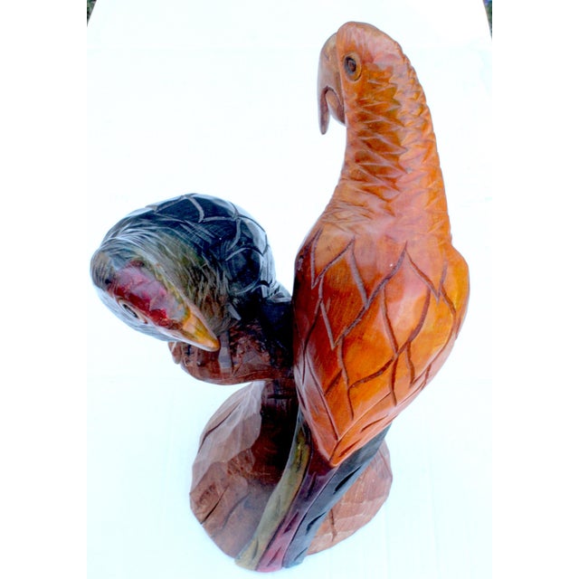 Hand-Carved Hardwood Macaw Parrot Sculpture Vintage 1970s - Peruvian For Sale - Image 9 of 14