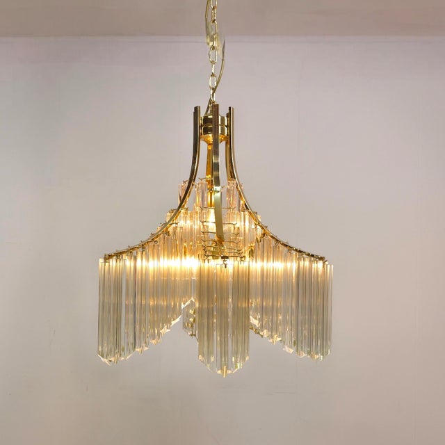 Mid-Century Murano Glass Waterfall Chandelier from Venini, 1970s For Sale - Image 9 of 9