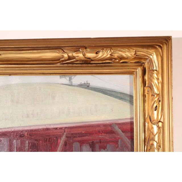 Painting of a Boat in Dry Dock by Sam Hyde Harris (1889-1977) For Sale - Image 9 of 13