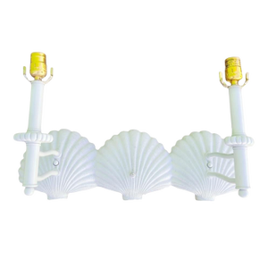 Rare Vintage 2 Light Coastal Clam Shell Form Wall Sconce Lamps (2 Available)