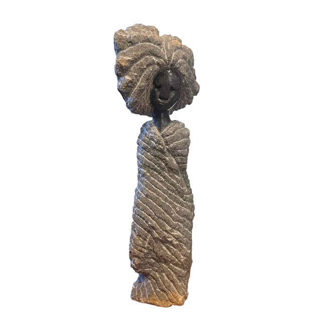 1960s Modernist Carved Spring Stone Woman Figure Stone Sculpture For Sale - Image 9 of 9