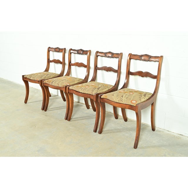 Kindel Furniture Style Regency Carved Solid Mahogany Dining Chairs, Set of Four For Sale - Image 13 of 13