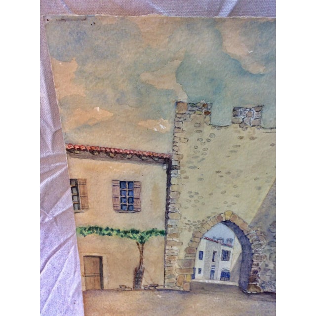 Mid 20th Century Mid 20th Century French Watercolor Painting For Sale - Image 5 of 10