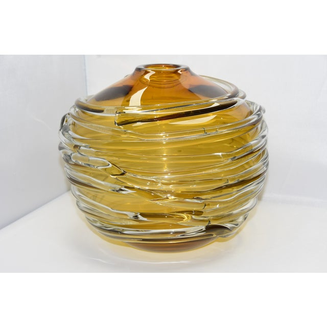 Yellow & Clear Crystal Globe Vase by William Yeoward Chairish